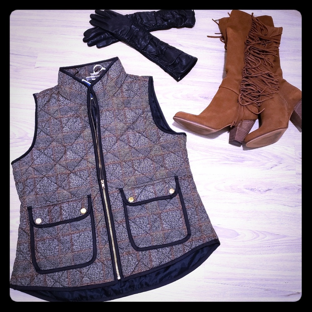 Kendra XL Plaid quilted vest
